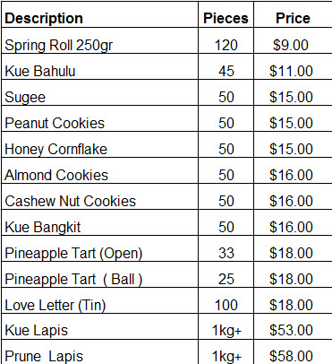 cny cookies 2016 pricelist